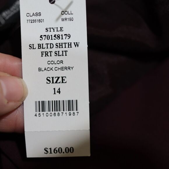 White House Black Market Burgundy Sleeveless Belted Sheath Midi Dress 14 - Picture 11 of 13